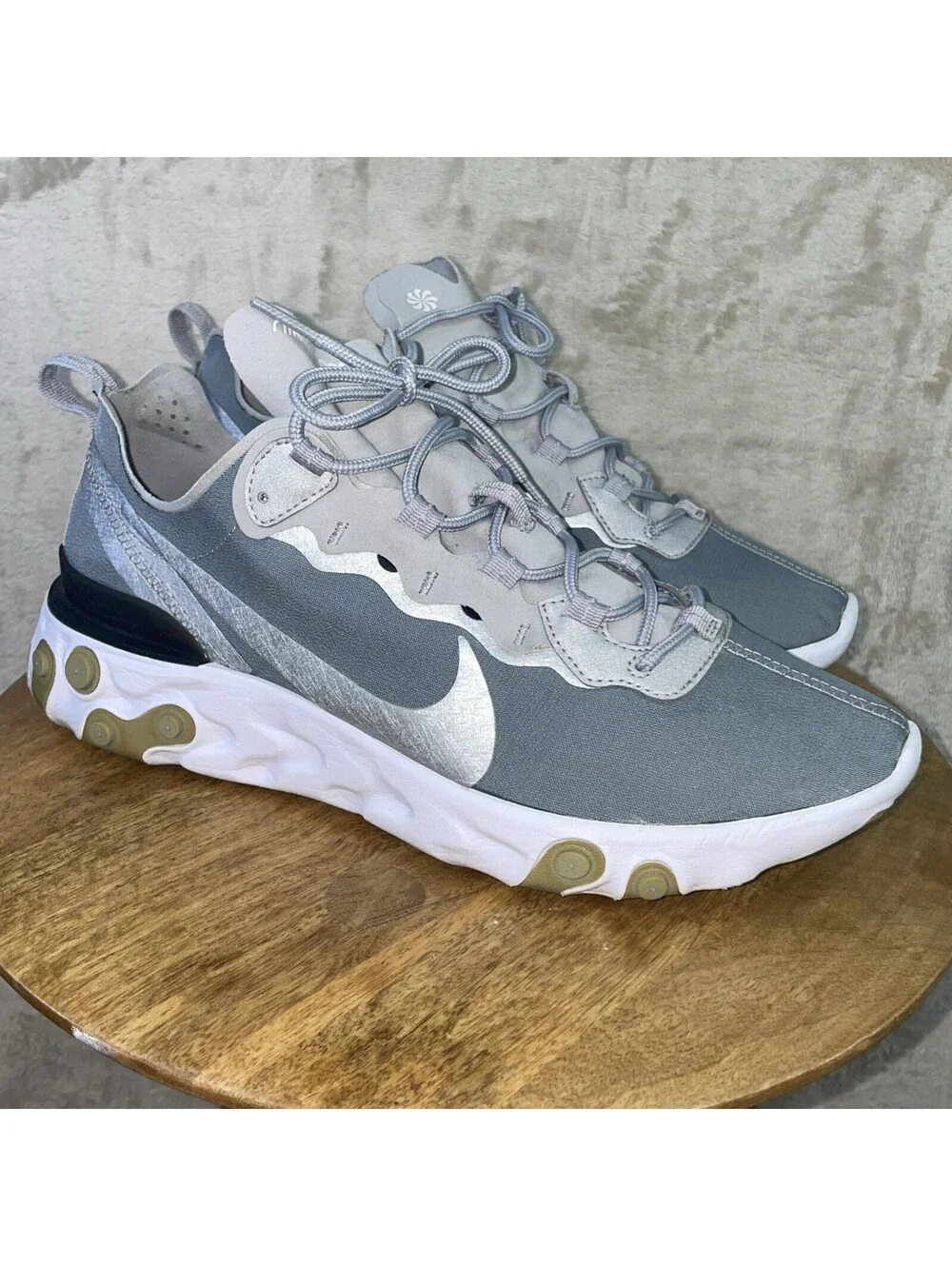 Nike React Element 55 Running Shoes Grey Metallic Sneakers BQ6166-007 Men’s SLD